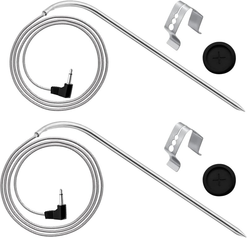 COMVIEE 2-Pack Meat Temperature Probe Replacement Parts for Masterbuilt Gravity Series 560/800/1050 Grill + Smoker, with 2 Grill Clips and 2 Probe Grommets, Replace Accessories Number: 9004190170 - Image 1
